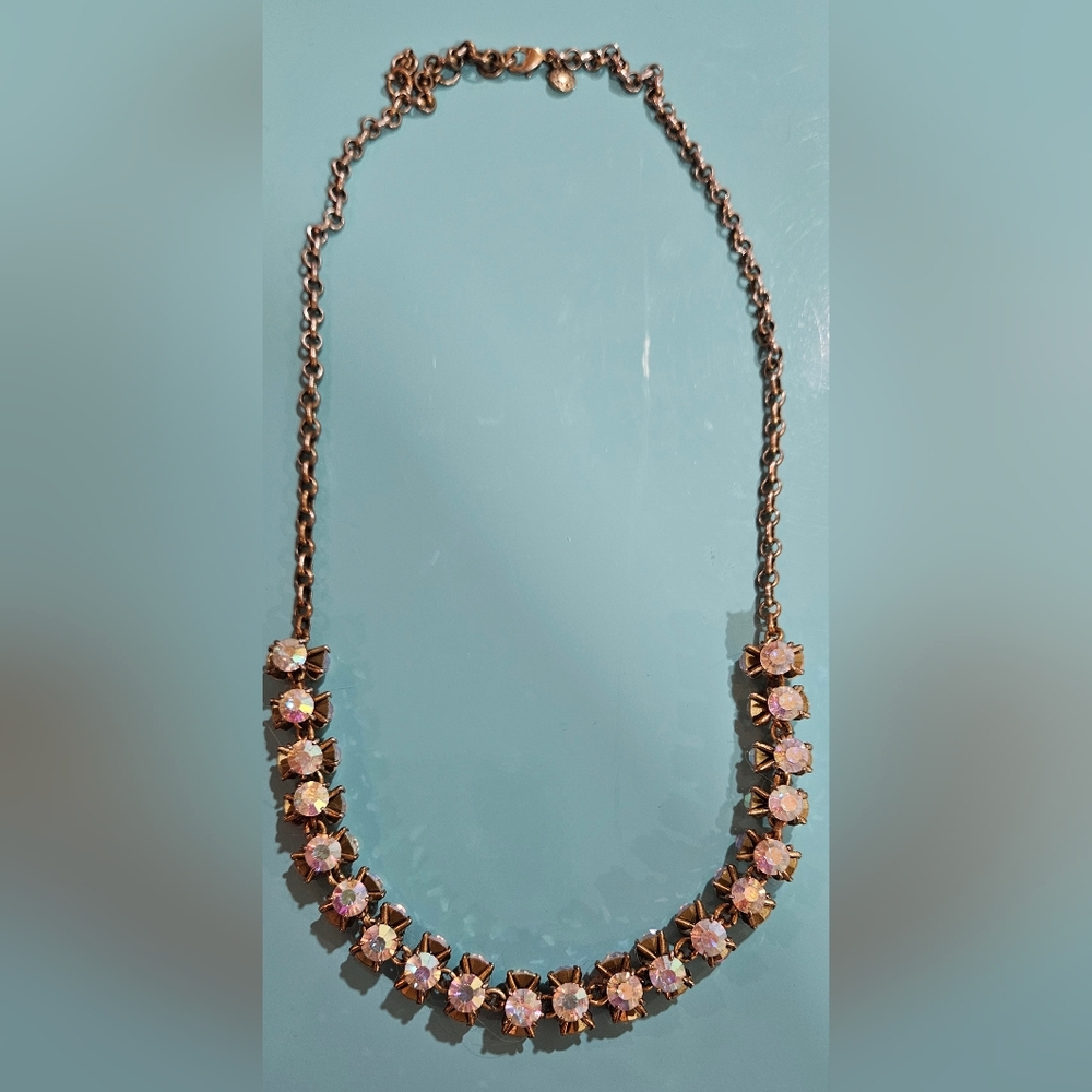 J. Crew Sparkling Aurora Borealis Starburst Necklace with Elegant Gold Details